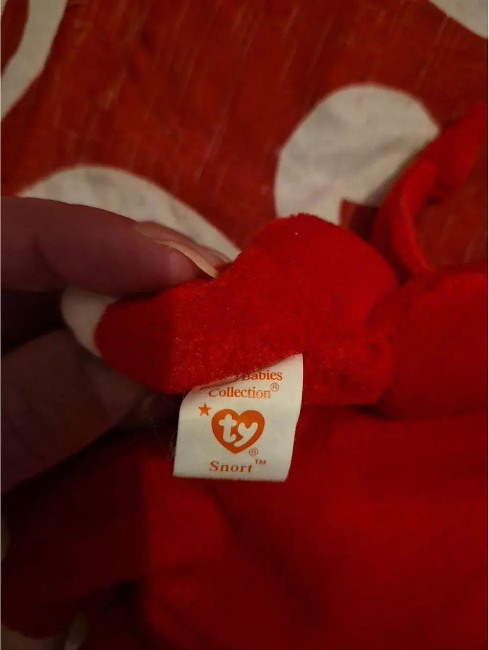 Ty Beanie Babies Snort Red Plush 1995 Collectible Toy Ages 3-11 Years